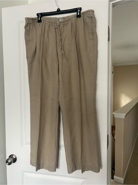 Women's Casual Drawstring Linen-Blend Pants — Tan